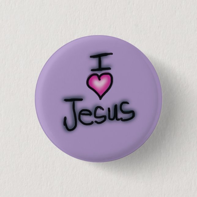 I Love Jesus I Heart Jesus Purple  Button (Front)