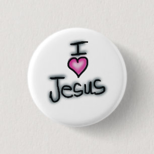 I Love Jesus I Heart Jesus White  Button