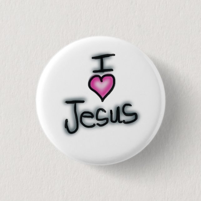I Love Jesus I Heart Jesus White  Button (Front)