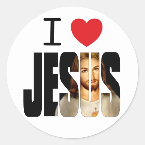 I Love Jesus _ I Heart Jesus with image in name Classic Round Sticker