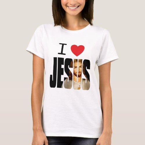 I Love Jesus _ I Heart Jesus with image in name T_Shirt
