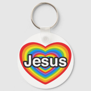 I love Jesus. I love you Jesus. Heart Keychain