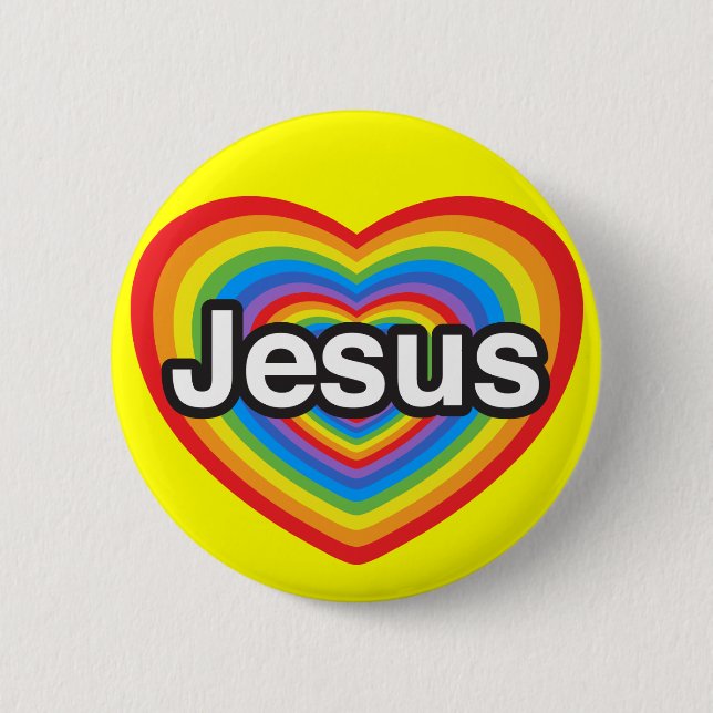 I love Jesus. I love you Jesus. Heart Pinback Button (Front)