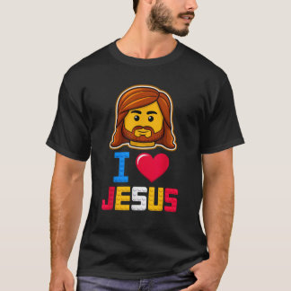 I Love Jesus Master Builder Building Bricks Blocks T-Shirt