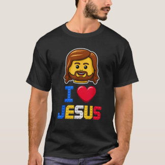 I Love Jesus Master Builder Building Bricks Blocks T-Shirt