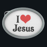 I Love Jesus Oval Belt Buckle<br><div class="desc">I Love Jesus T-Shirts and Gifts. I Love (Red Heart) Jesus. My Heart Belongs To Jesus. Great Valentine,  Anniversary,  Wedding,  or any day gift for your husband,  wife,  boyfriend,  girlfriend,  best friend,  bff or lover.</div>