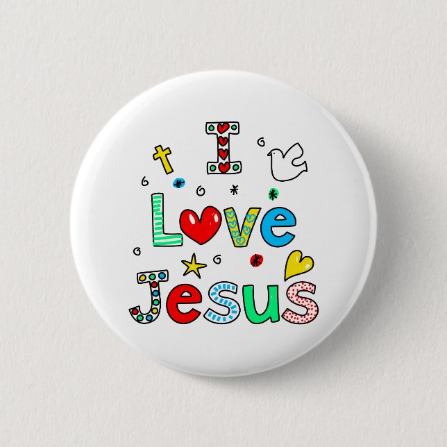 I Love Jesus Pinback Button (Front)