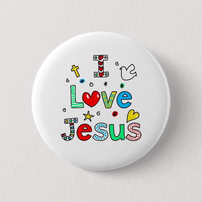 I Love Jesus Pinback Button (Front)