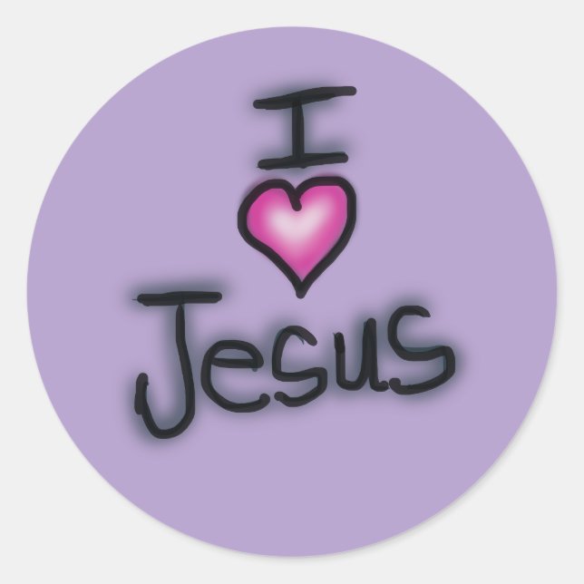 I Love Jesus Pink Heart  Classic Round Sticker (Front)