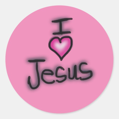 I Love Jesus Pink Heart  Classic Round Sticker