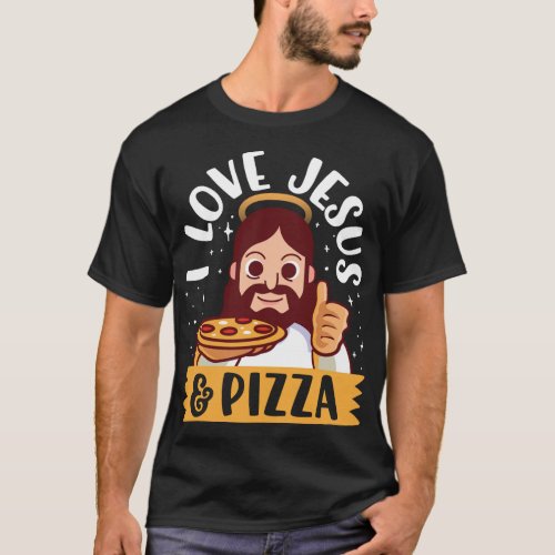 I Love Jesus  Pizza Pepperoni Christian Cartoon B T_Shirt