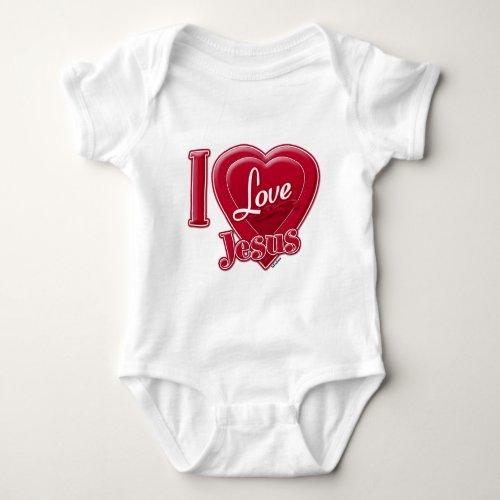 I Love Jesus Red Heart Baby Bodysuit