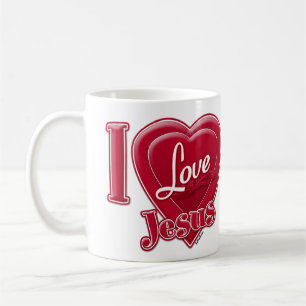 I Love Jesus Red Heart Coffee Mug