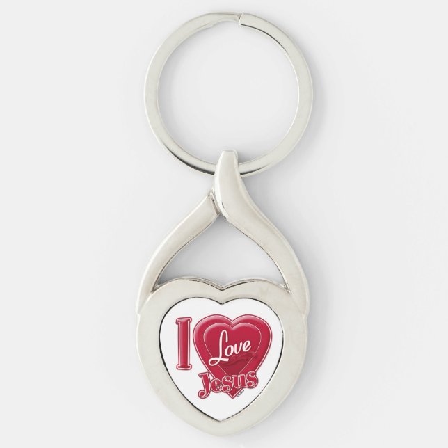 I Love Jesus Red Heart Keychain (Front)