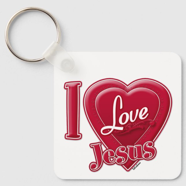 I Love Jesus Red Heart Keychain (Front)