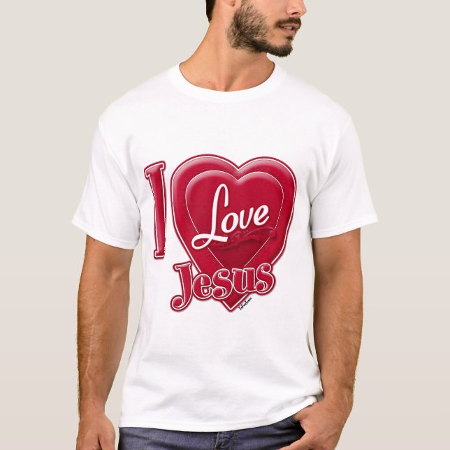 I Love Jesus Red Heart T-Shirt (Front)