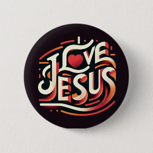 I Love Jesus Religious Christian Button