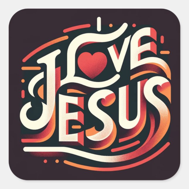 I Love Jesus Religious Christian Square Sticker (Front)