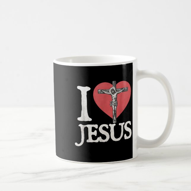 I Love Jesus Retro Christian Religious For Men Wom Coffee Mug (Right)