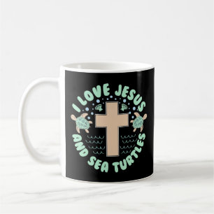 I Love Jesus & Sea Turtles Christian Faith Cross B Coffee Mug