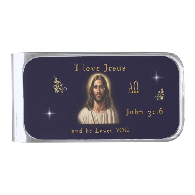 I love Jesus Silver Finish Money Clip (Front)