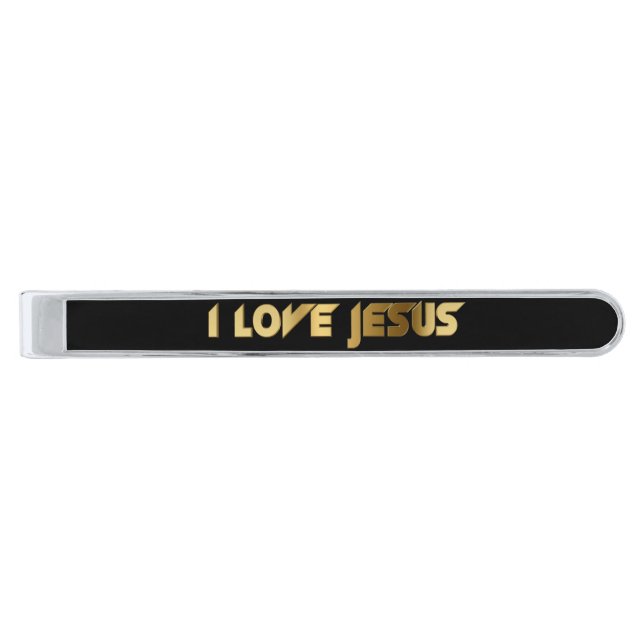 I love Jesus Silver Finish Tie Clip (Front)