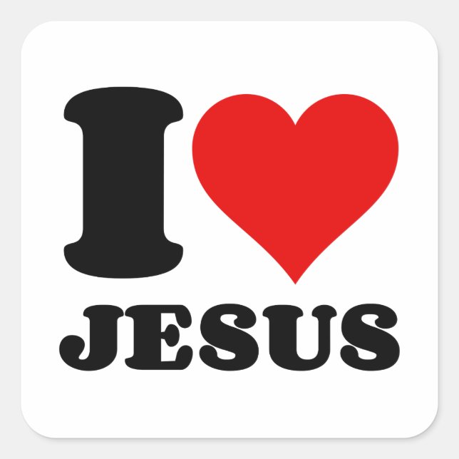 I LOVE JESUS SQUARE STICKER (Front)