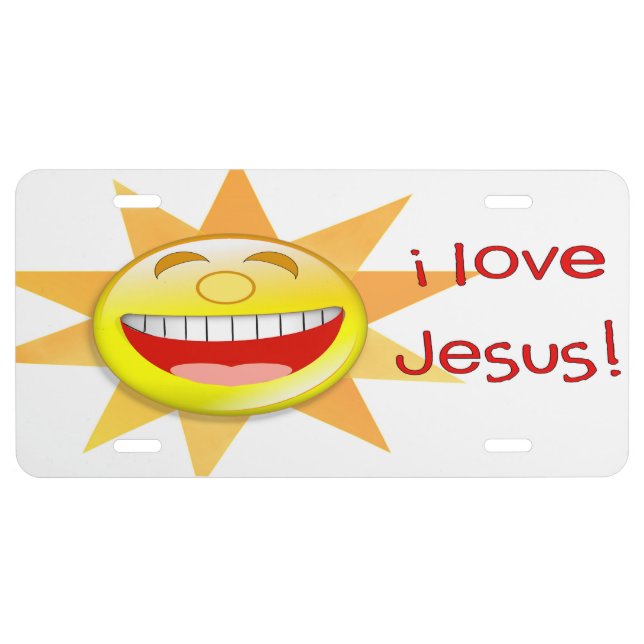 I Love Jesus (sun) License Plate (Front)