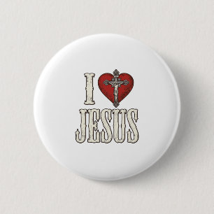 I Love Jesus Vintage Engraving Faith Shirt Design_ Button