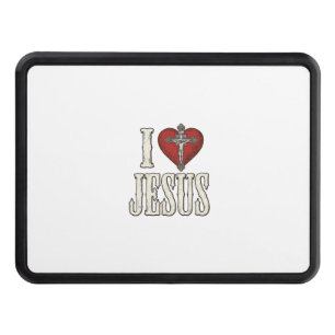 I Love Jesus Vintage Engraving Faith Shirt Design_ Hitch Cover