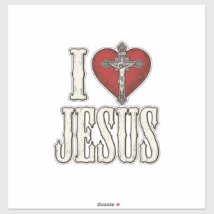 I Love Jesus Vintage Engraving Faith Shirt Design_ Sticker