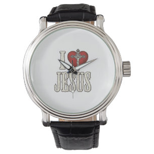I Love Jesus Vintage Engraving Faith Shirt Design_ Watch