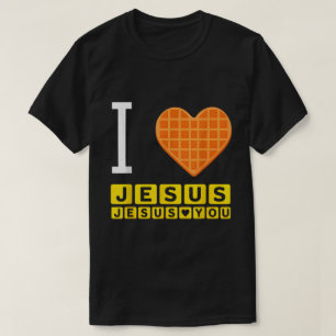 I Love Jesus Waffle Funny Breakfast T-Shirt