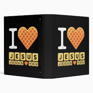 I Love Jesus Waffle Heart 3 Ring Binder