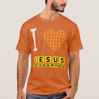 I Love Jesus Waffle Heart Funny Christian Breakfas T-Shirt
