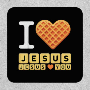 I Love Jesus Waffle Heart Patch