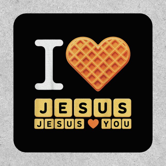 I Love Jesus Waffle Heart Patch (Front)