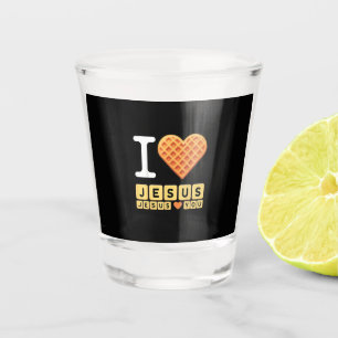 I Love Jesus Waffle Heart Shot Glass