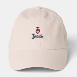 I Love Jesus with Pink Heart  Performance Cap