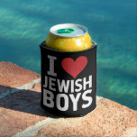 I Love Jewish Boys I Heart Jewish Boys Hanukkah Can Cooler<br><div class="desc">I Love Jewish Boys I Heart Jewish Boys Hanukkah</div>
