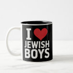 I Love Jewish Boys I Heart Jewish Boys Hanukkah Two-Tone Coffee Mug<br><div class="desc">I Love Jewish Boys I Heart Jewish Boys Hanukkah</div>