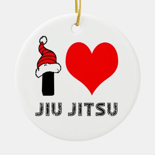 I Love Jiu_Jitsu Design Ceramic Ornament