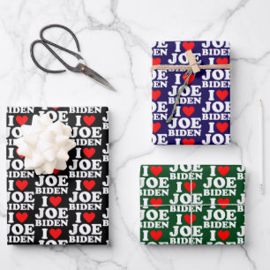 I Love Joe Biden Joe Biden Heart Gift Wrapping Paper Sheets
