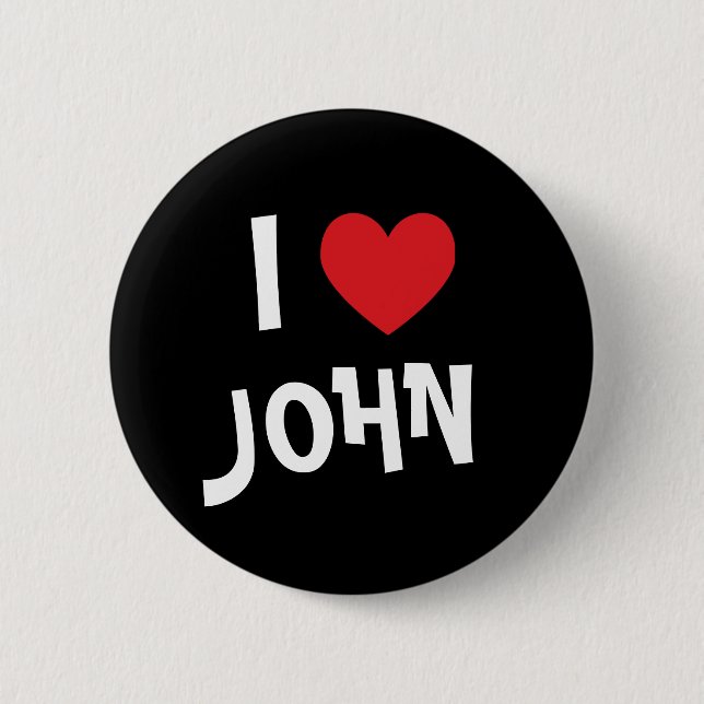 I Love John Pinback Button (Front)