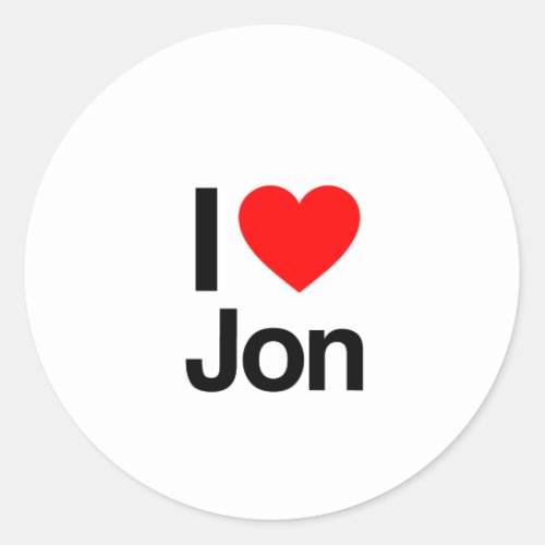 i love jon classic round sticker