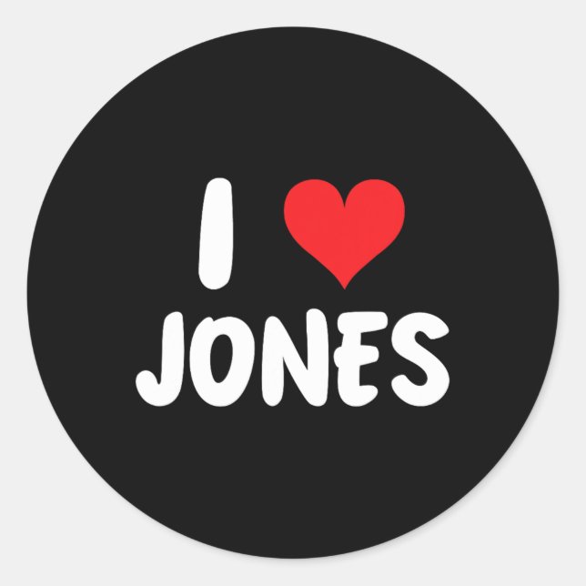 I Love Jones - Heart - Name  Classic Round Sticker (Front)