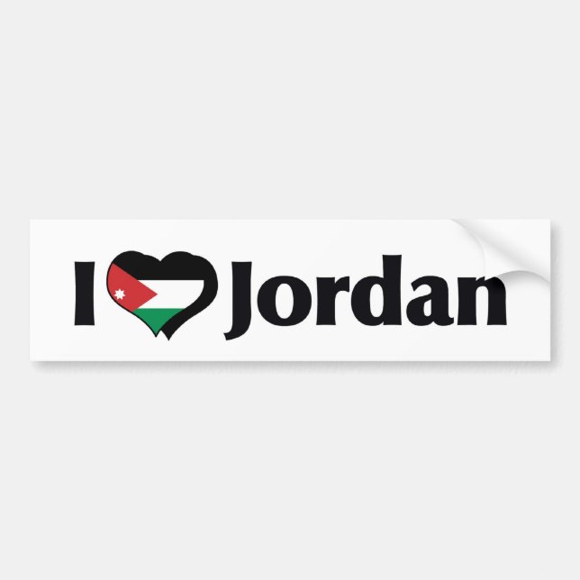 I Love Jordan Flag Bumper Sticker (Front)
