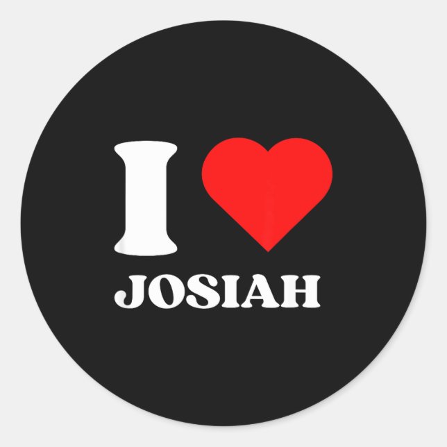 I Love Josiah I Heart Josiah Name Y2k Valentines D Classic Round Sticker (Front)