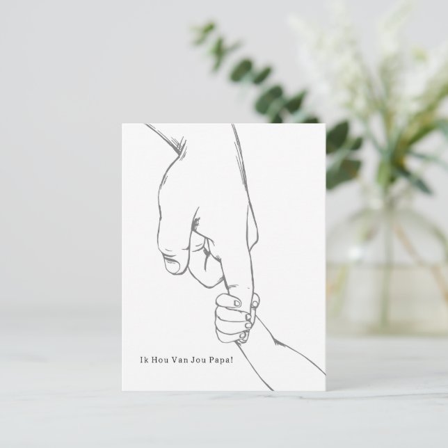 I love Jou Papa Line drawing Hands Map Postcard (Standing Front)