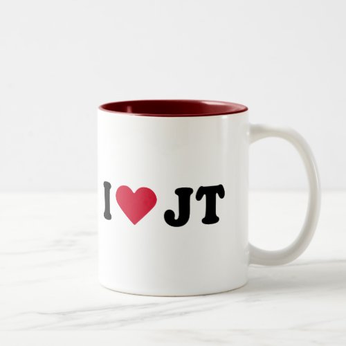 I LOVE JT Two_Tone COFFEE MUG